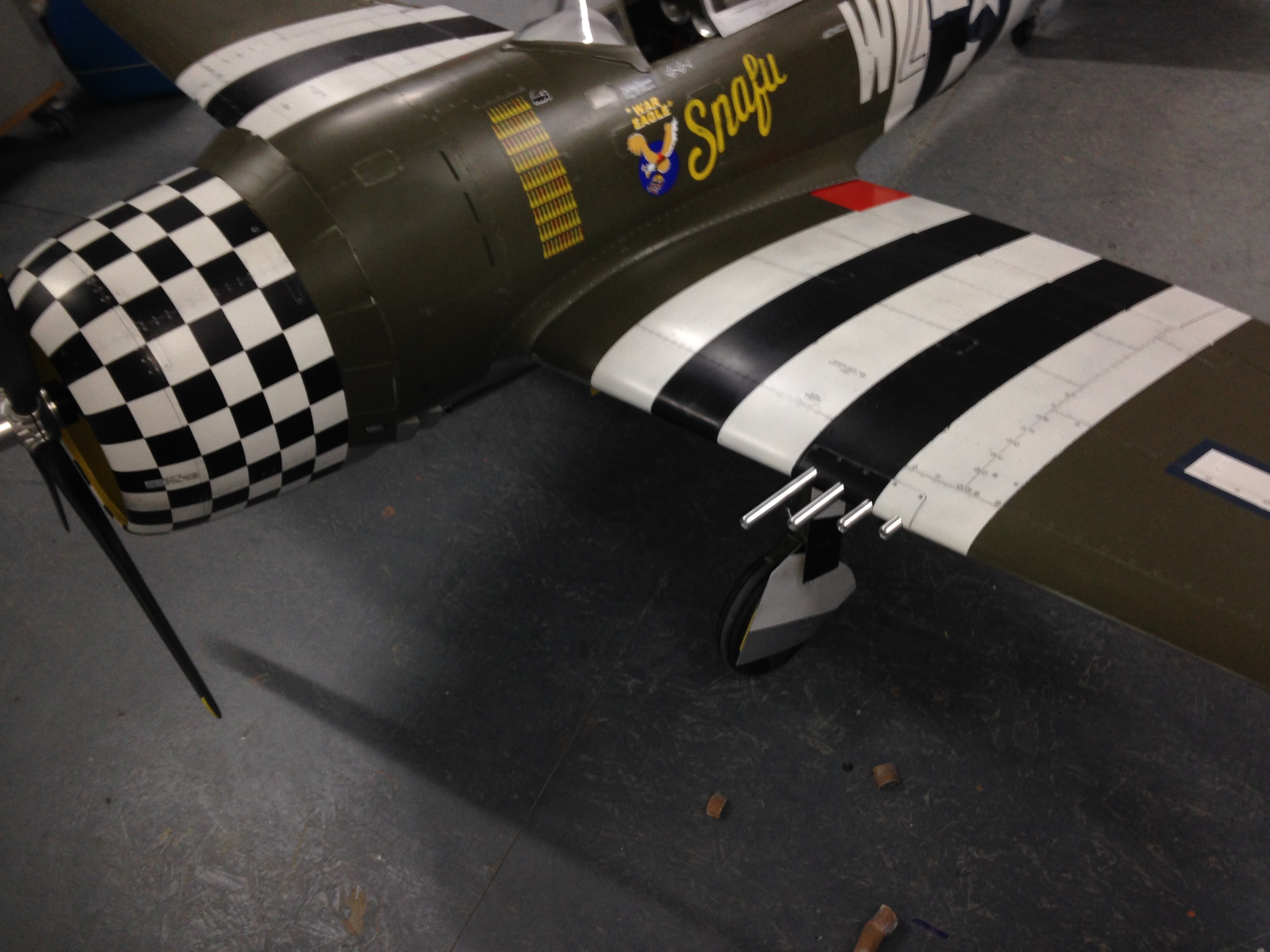 P-47 Thunderbolt RC scale gun barrels — solid aluminum with gun-blue inserts